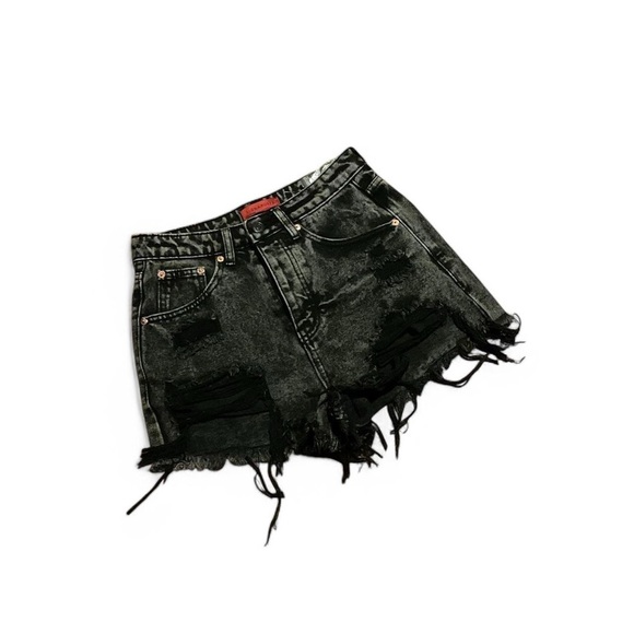 Signature8 Black Distressed Jean Shorts - Picture 1 of 3